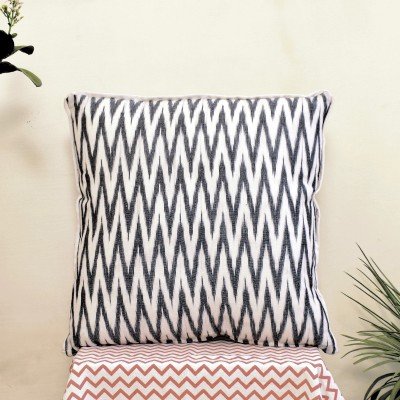 Grey Zig Zag Ikkat Handloom Cushion Grey Zig Zag Ikkat Handloom Cushion