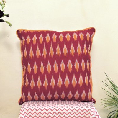 Maroon Yellow Ikkat Handloom Cushion Maroon Yellow Ikkat Handloom Cushion