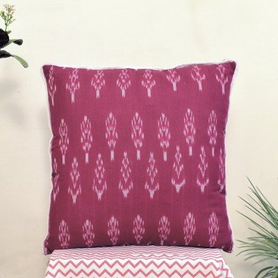 Deep Pink White Ikkat Handloom Cushion Deep Pink White Ikkat Handloom Cushion