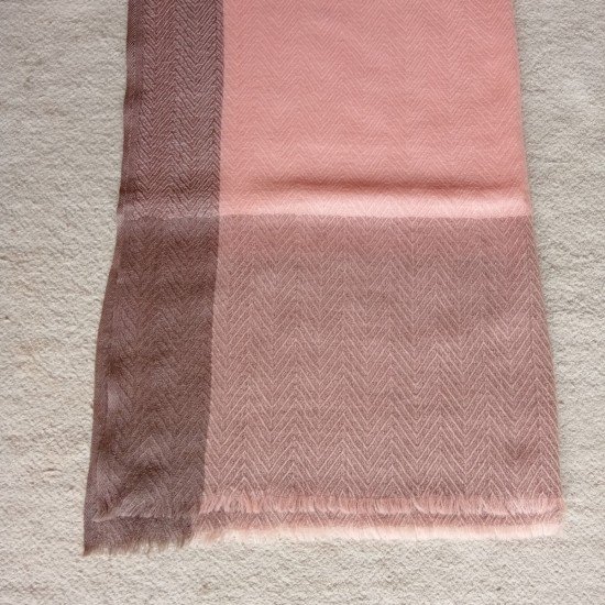 Pink With Brown Border Cashmere Stole Pink With Brown Border Cashmere Stole