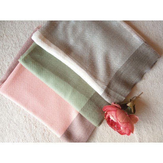 Pink With Brown Border Cashmere Stole