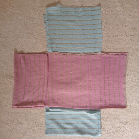 Sky Blue With Golden Zari Stripes Cashmere Stole Sky Blue With Golden Zari Stripes Cashmere Stole