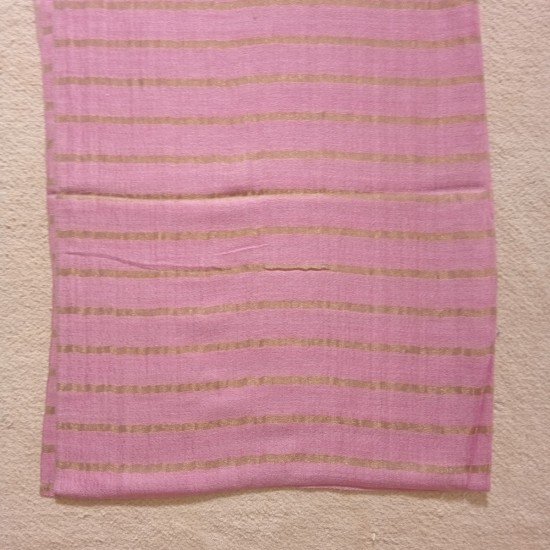 Pink With Golden Zari Stripes Cashmere Stole