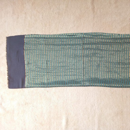 Blue With Golden Zari Stripes Cashmere Stole Blue With Golden Zari Stripes Cashmere Stole