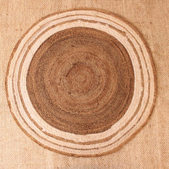 Handwoven Jute Rug with White ring