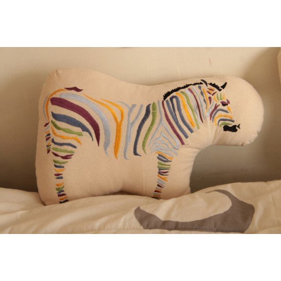 Zebra Colourful Embroidered shape Cushion