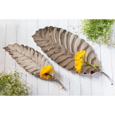 Palm Leaf Metal Platter Palm Leaf Metal Platter