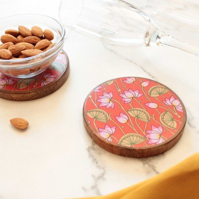 Lotus pond Wood Coaster Lotus pond Wood Coaster