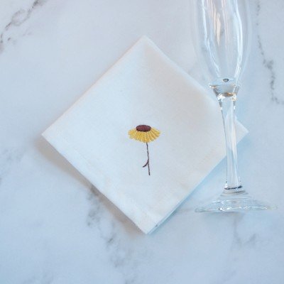 Embroidered Sun Flower Napkins  (set of 6) Embroidered Sun Flower Napkins  (set of 6)