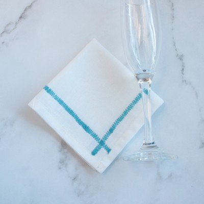 Embroidered Zig Zag Napkins Blue  (set of 6) Embroidered Zig Zag Napkins Blue  (set of 6)