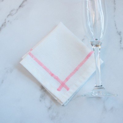 Embroidered Zig Zag Napkins Pink  (set of 6) Embroidered Zig Zag Napkins Pink  (set of 6)