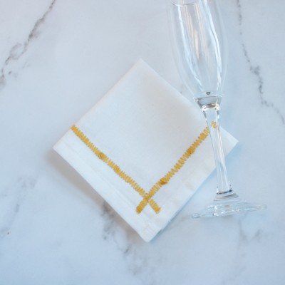Embroidered Zig Zag Napkins Mustard  (set of 6) Embroidered Zig Zag Napkins Mustard  (set of 6)