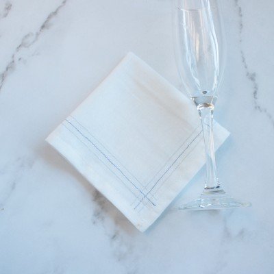 Embroidered Stripes Napkin Blue  (set of 6) Embroidered Stripes Napkin Blue  (set of 6)