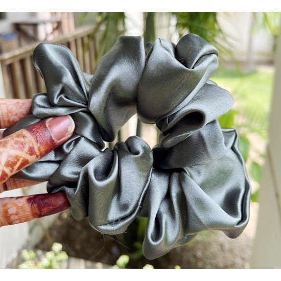 Teal Grey Scrunchie 